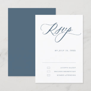 Dusty Blue Calligraphy Eenvoudige minimalistische  RSVP Kaartje