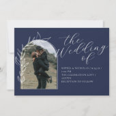 Dusty Blue Calligraphy Faire-part de mariage (Devant)