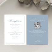 Dusty Blue Calligraphy Script Receptie RSVP Informatiekaartje