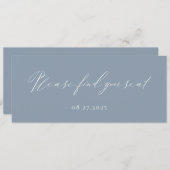 Dusty Blue Calligraphy Trouvez votre carte de sièg (Devant / Derrière)