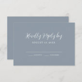 Dusty Blue Calligraphy Wedding Carte RSVP (Devant / Derrière)