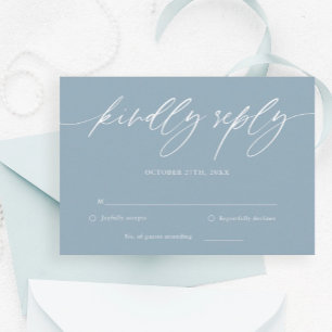 Dusty Blue Calligraphy Wedding Carte RSVP