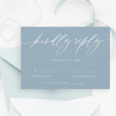 Dusty Blue Calligraphy Wedding Carte RSVP