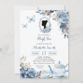 Dusty Blue Cameo Anglais Afternoon Tea Invitation (Devant)