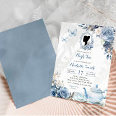 Dusty Blue Cameo Anglais Afternoon Tea Invitation
