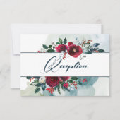 Dusty Blue | Carte de réception de mariage en fleu (Devant)