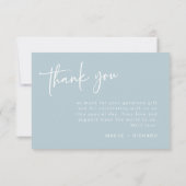 Dusty Blue Carte de remerciements moderne minimali (Dos)
