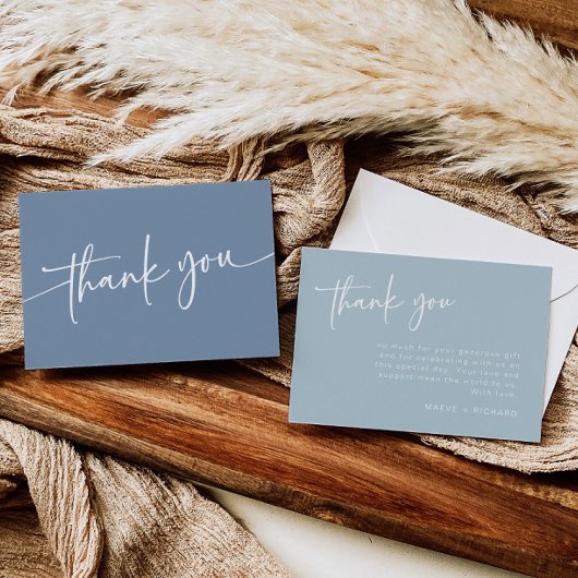 Dusty Blue Carte de remerciements moderne minimali