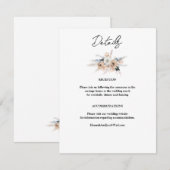 Dusty Blue Champagne Floral Boho Wedding Informatiekaartje (Voorkant / Achterkant)