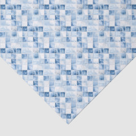 Dusty Blue Check Pattern Holiday Tissuepapier