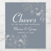 Dusty Blue Cheers Mariage Étiquette de vin (Étiquettes simples)