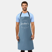 Dusty Blue Chef's keukennaam moderne typografie Schort (Gedragen)