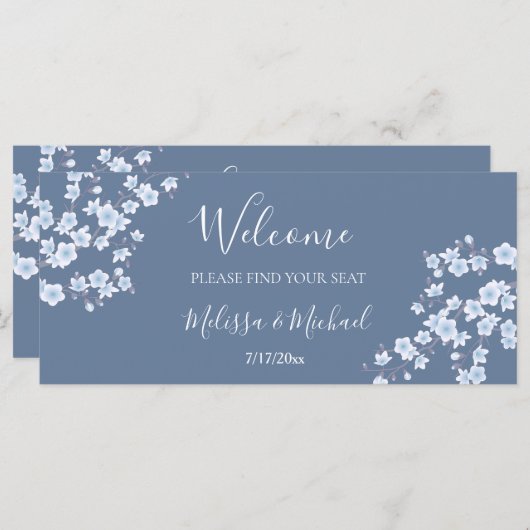 Dusty Blue Cherry Blossom | Koptekst zitschema (Voorkant / Achterkant)