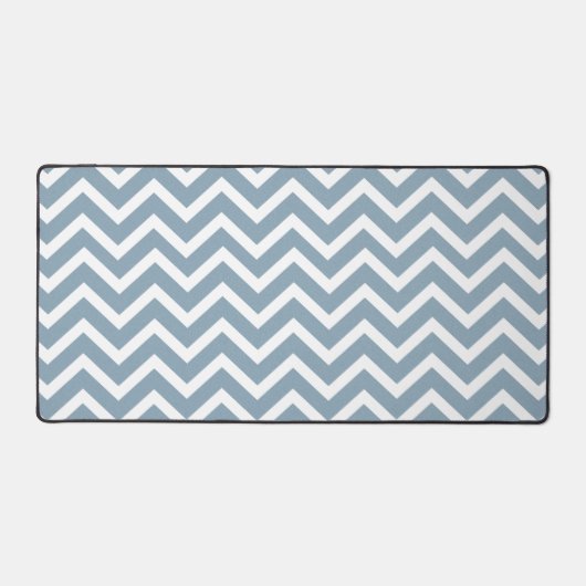 Dusty Blue Chevron Zigzag Desk Mat (Voorkant)