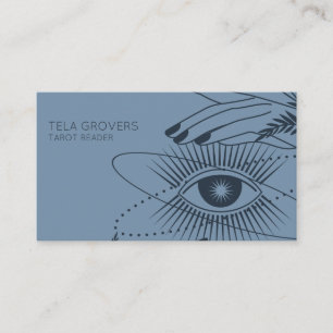 Dusty Blue Chic Modern Mystic Eye Tarot Reader Visitekaartje