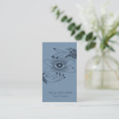 Dusty Blue Chic Modern Mystic Tarot Reader Visitekaartje (Staand voorkant)