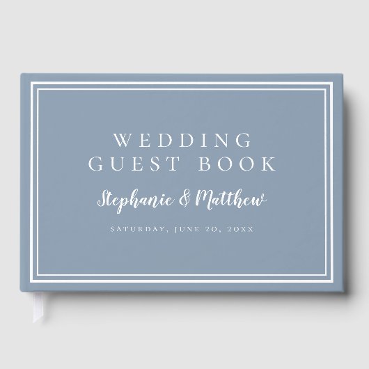 Dusty Blue Chic Simple Minimalist Wedding Gastenboek (Voorkant)