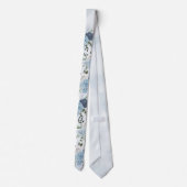 Dusty Blue Chic Waterverf Rustic Florals Wedding Stropdas (Achterkant)