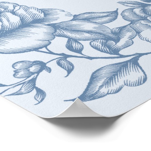 Dusty Blue Chinoiserie Baby shower Affiche de bien (Coin)