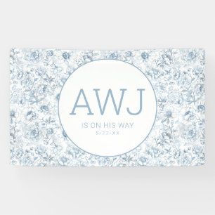 Dusty Blue Chinoiserie Baby shower Banner