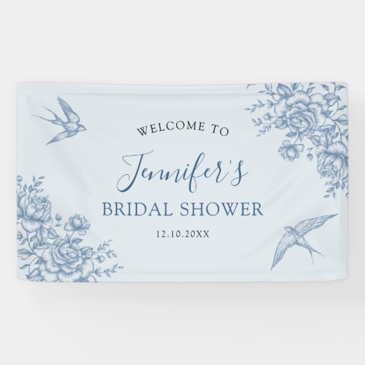 Dusty Blue Chinoiserie Baby shower grande bannière (Horizontal)