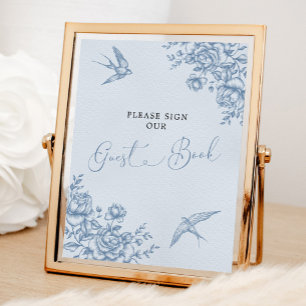 Dusty Blue Chinoiserie Baby shower Livre d'or