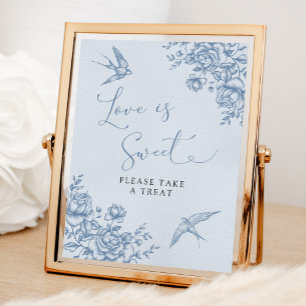 Dusty Blue Chinoiserie Baby shower Love is Sweet Poster