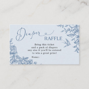 Dusty Blue Chinoiserie Baby shower Luier Raffle Informatiekaartje