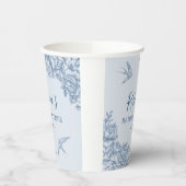 Dusty Blue Chinoiserie Baby shower papieren beker (Links)