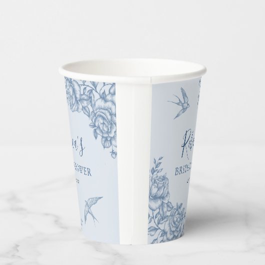 Dusty Blue Chinoiserie Baby shower papieren beker (Rechts)