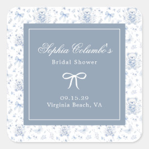 Dusty Blue Chinoiserie Baby shower Vierkante Sticker