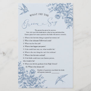 Dusty Blue Chinoiserie Bridal Wat bruidegom zeggen