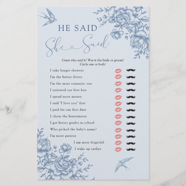 Dusty Blue Chinoiserie Bridal zei ze (Voorkant)