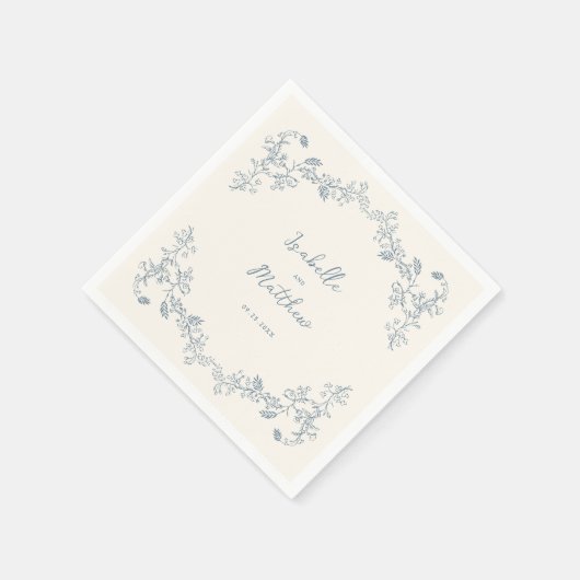 Dusty Blue Chinoiserie bruiloft servetten (Hoek)