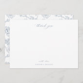 Dusty Blue Chinoiserie Floral Bedankt Notitiekaartje (Voorkant / Achterkant)