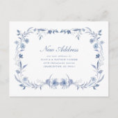 Dusty Blue Chinoiserie Floral Moving Faire-part (Devant)