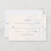 Dusty Blue Chinoiserie Floral Wedding Carte RSVP (Devant)