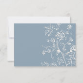 Dusty Blue Chinoiserie Floral Wedding Carte RSVP (Dos)