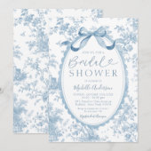 Dusty Blue Chinoiserie French Toile Bridal Shower Kaart (Voorkant / Achterkant)