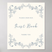 Dusty Blue  Chinoiserie Guest Book Poster (Voorkant)
