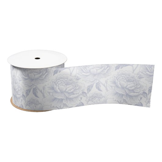 Dusty Blue Chinoiserie Peonies Lint (Spoel)