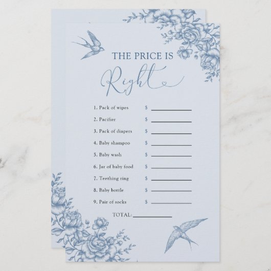 Dusty Blue Chinoiserie Raad dat de prijs klopt (Voorkant / Achterkant)