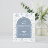 Dusty Blue Chinoiserie Teddy Bear Bedankt Briefkaart (Staand voorkant)