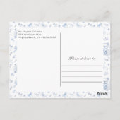 Dusty Blue Chinoiserie Teddy Bear Bedankt Briefkaart (Achterkant)