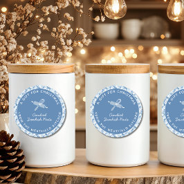 Dusty Blue Christmas Holiday Food Gift Ronde Sticker