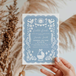 Dusty Blue Cielito Lindo Baby shower Invitation