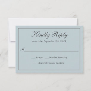 Dusty Blue Classic Eenvoudige Elegante Huwelijk RS RSVP Kaartje
