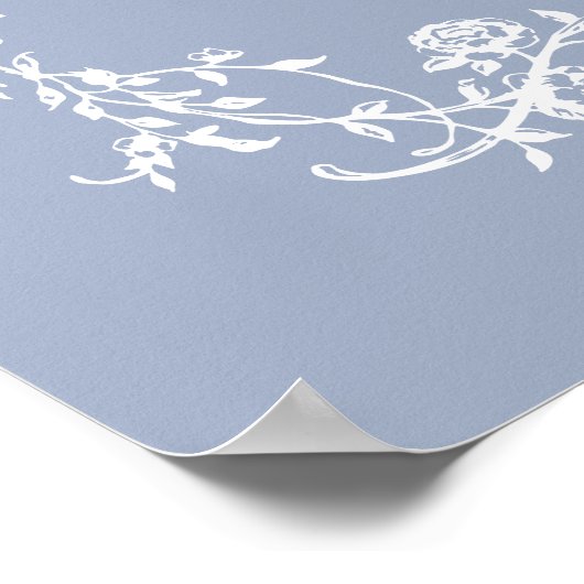 Dusty Blue Classic Floral Mariage Affiche de bienv (Coin)