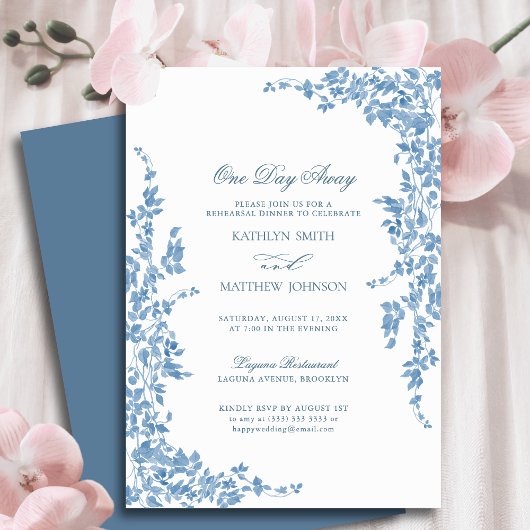 Dusty Blue Classic Floral op een dag afstand Kaart