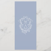 Dusty Blue Classic Franse Bloemenrand Menu (Achterkant)